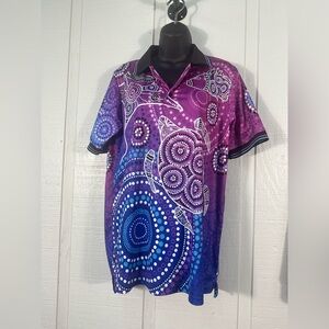 Gwiyaa LA Art Short Sleeve Polo Shirt Size Small EUC